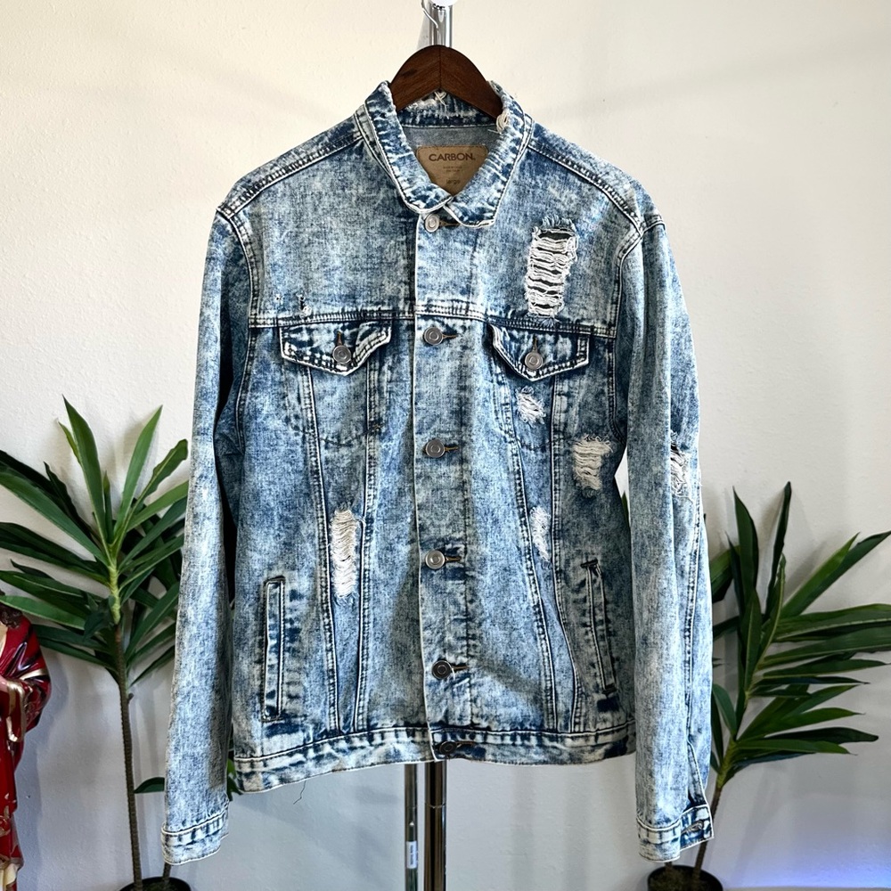 Carbon Distressed Blue Denim Jacket